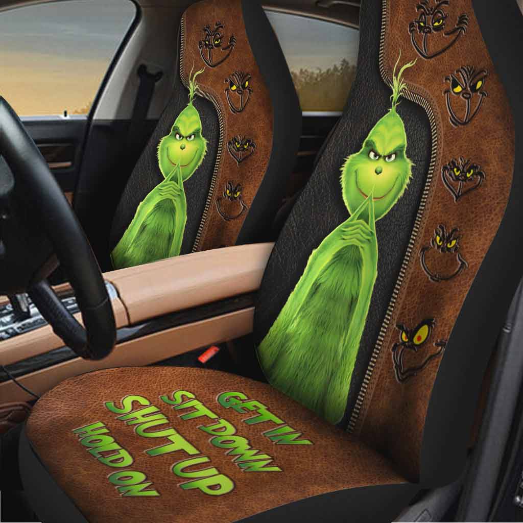 Get In Sit Down Shut Up Hold On - Seat Covers With Leather Pattern Print