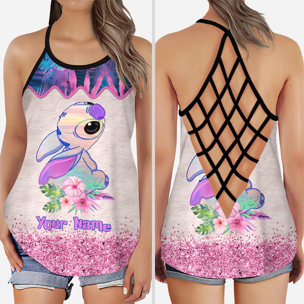 Ohana Means Family Hologram - Personalized Ohana Cross Tank Top and Leggings