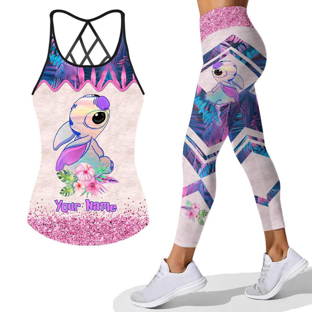 Ohana Means Family Hologram - Personalized Ohana Cross Tank Top and Leggings