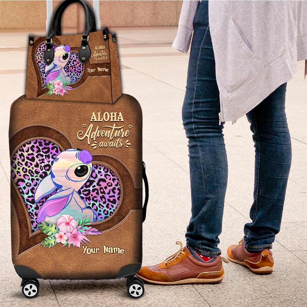 Aloha Adventure Awaits - Personalized Ohana Leather Handbag & Luggage Cover