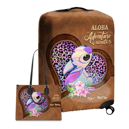 Aloha Adventure Awaits - Personalized Ohana Leather Handbag & Luggage Cover