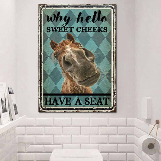 Hello Sweet Cheeks - Horse Rectangle Metal Sign