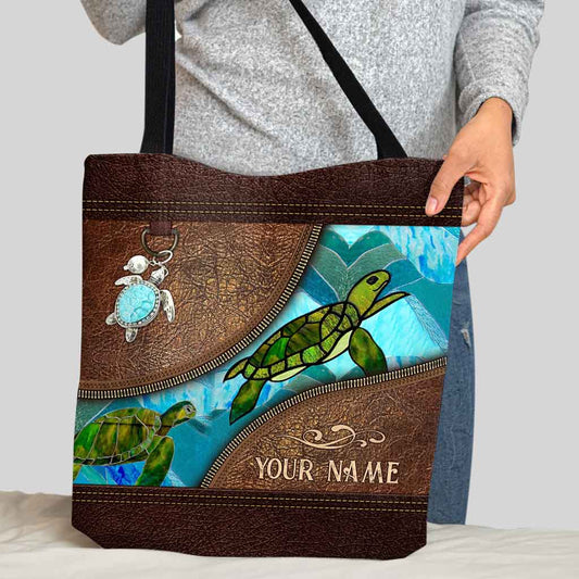 Go With The FLow - Turtle Personalized  Tote Bag