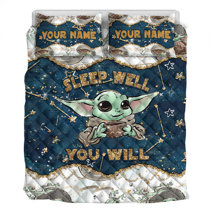 The Child Sleep Well You Will - Personalized The Force Quilt Set