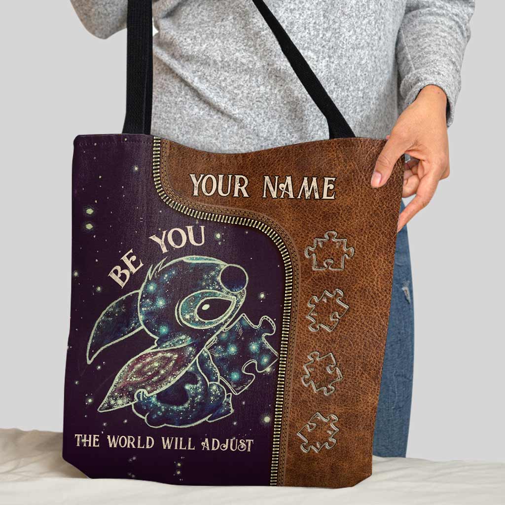 Be You The World Will Adjust - Personalized Autism Awareness Tote Bag