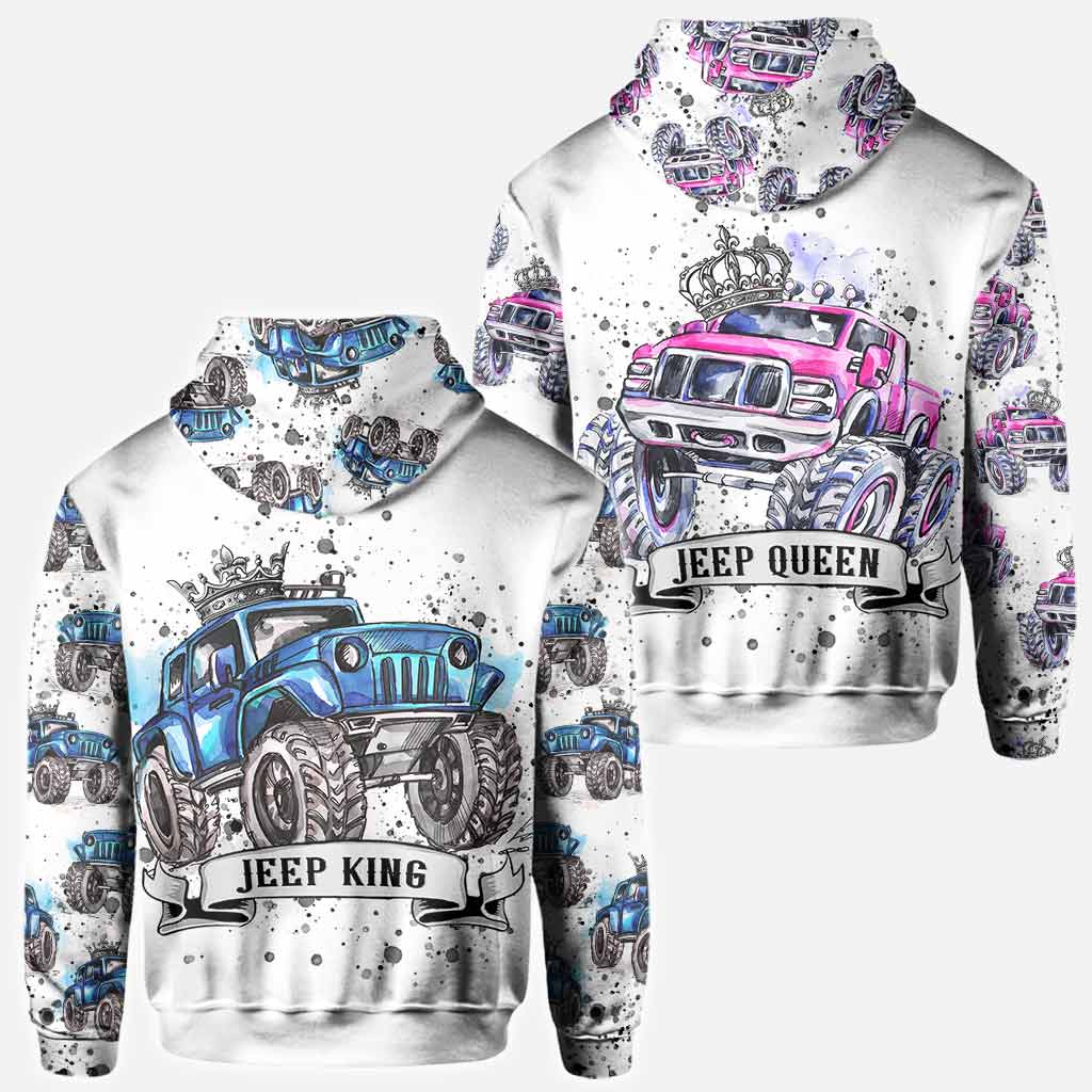 King Queen - Personalize Couple Car All Over T-shirt and Hoodie