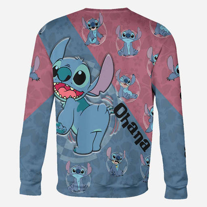 Ohana Pink Blue - Personalized All Over T-shirt and Hoodie