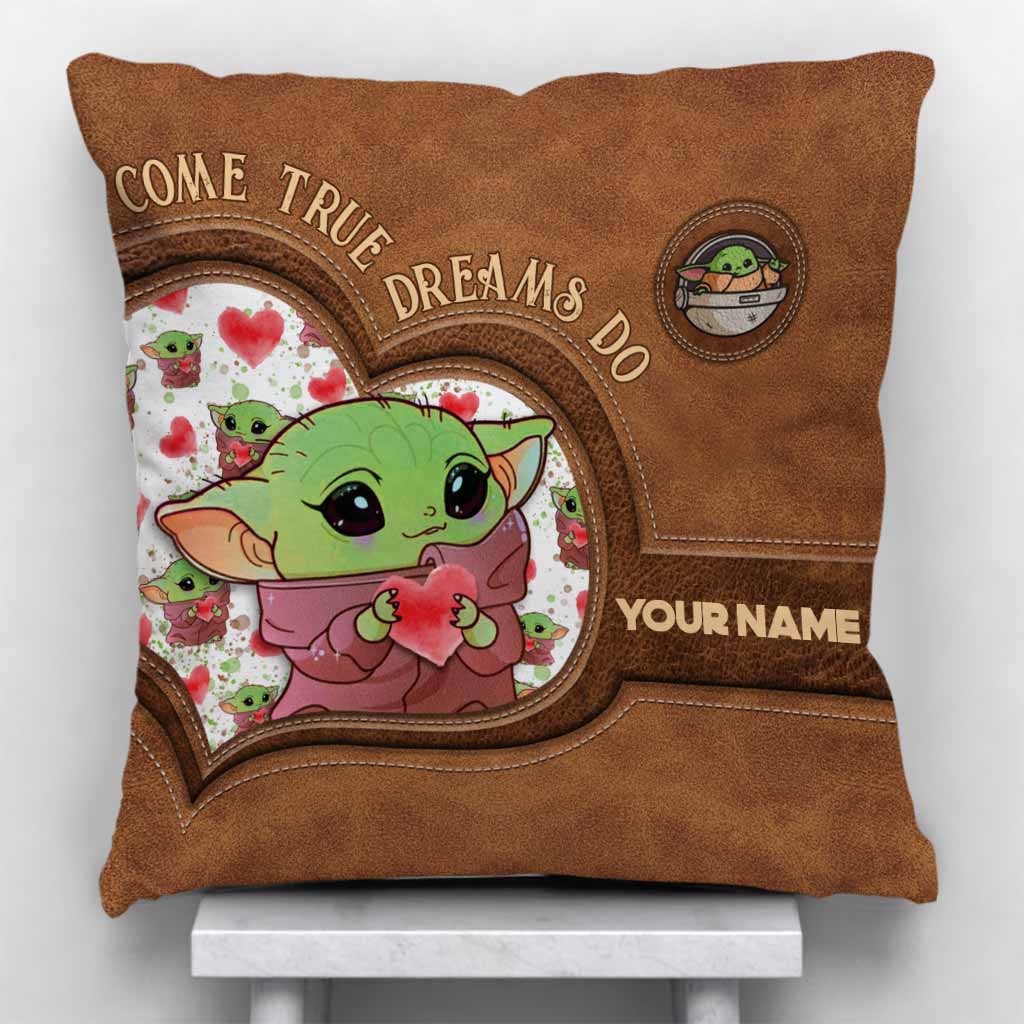 Come True Dreams Do - Personalized Throw Pillow With Leather Pattern Print