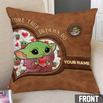 Come True Dreams Do - Personalized Throw Pillow With Leather Pattern Print