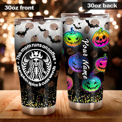 This Mom Runs On - Personalized Halloween Mother Tumbler