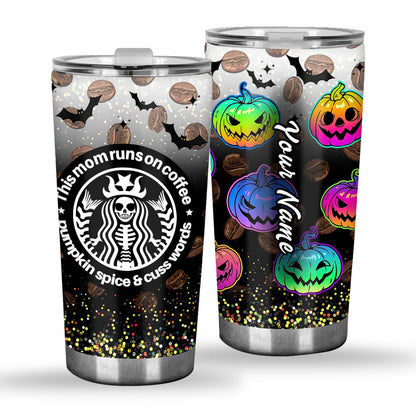 This Mom Runs On - Personalized Halloween Mother Tumbler