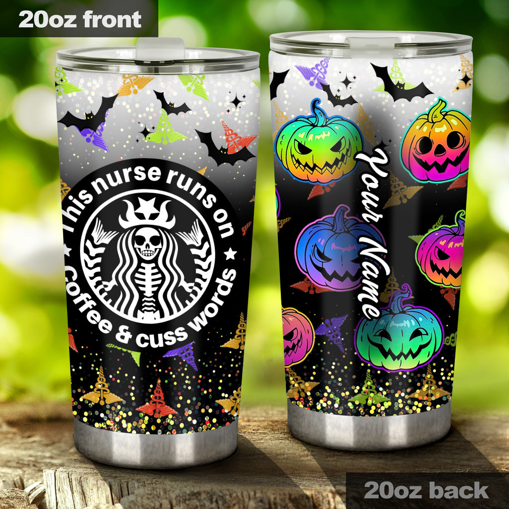 This Nurse Runs On - Personalized Halloween Nurse Tumbler