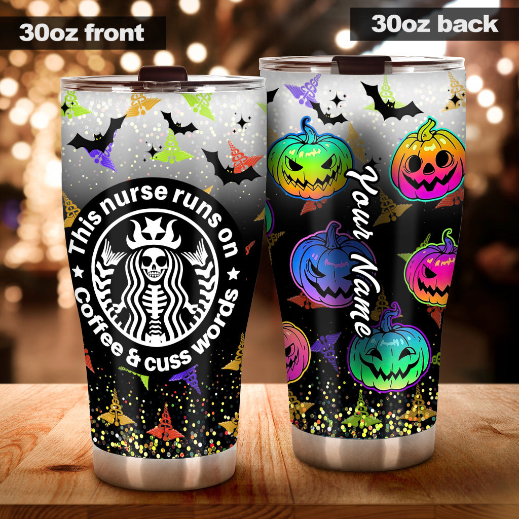 This Nurse Runs On - Personalized Halloween Nurse Tumbler