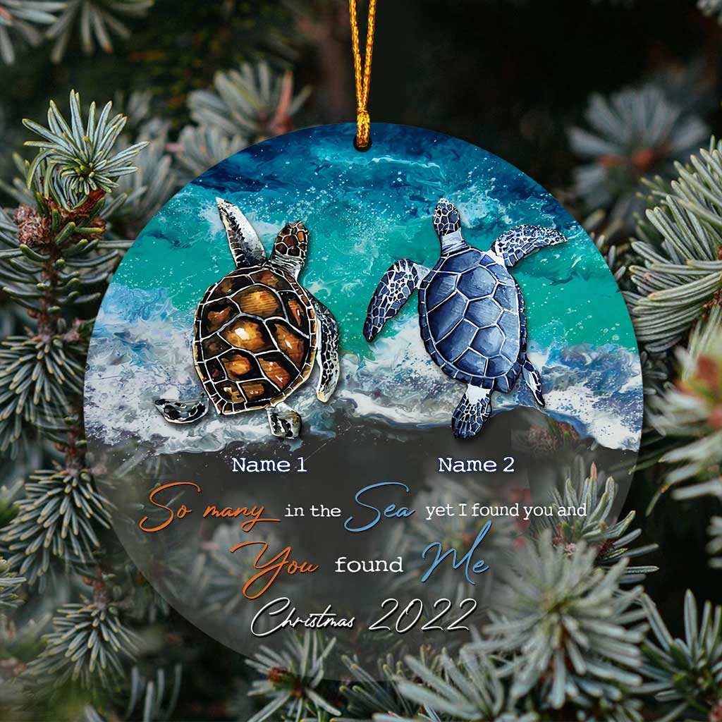 So Many In The Sea - Personalized Christmas Turtle Transparent Ornament