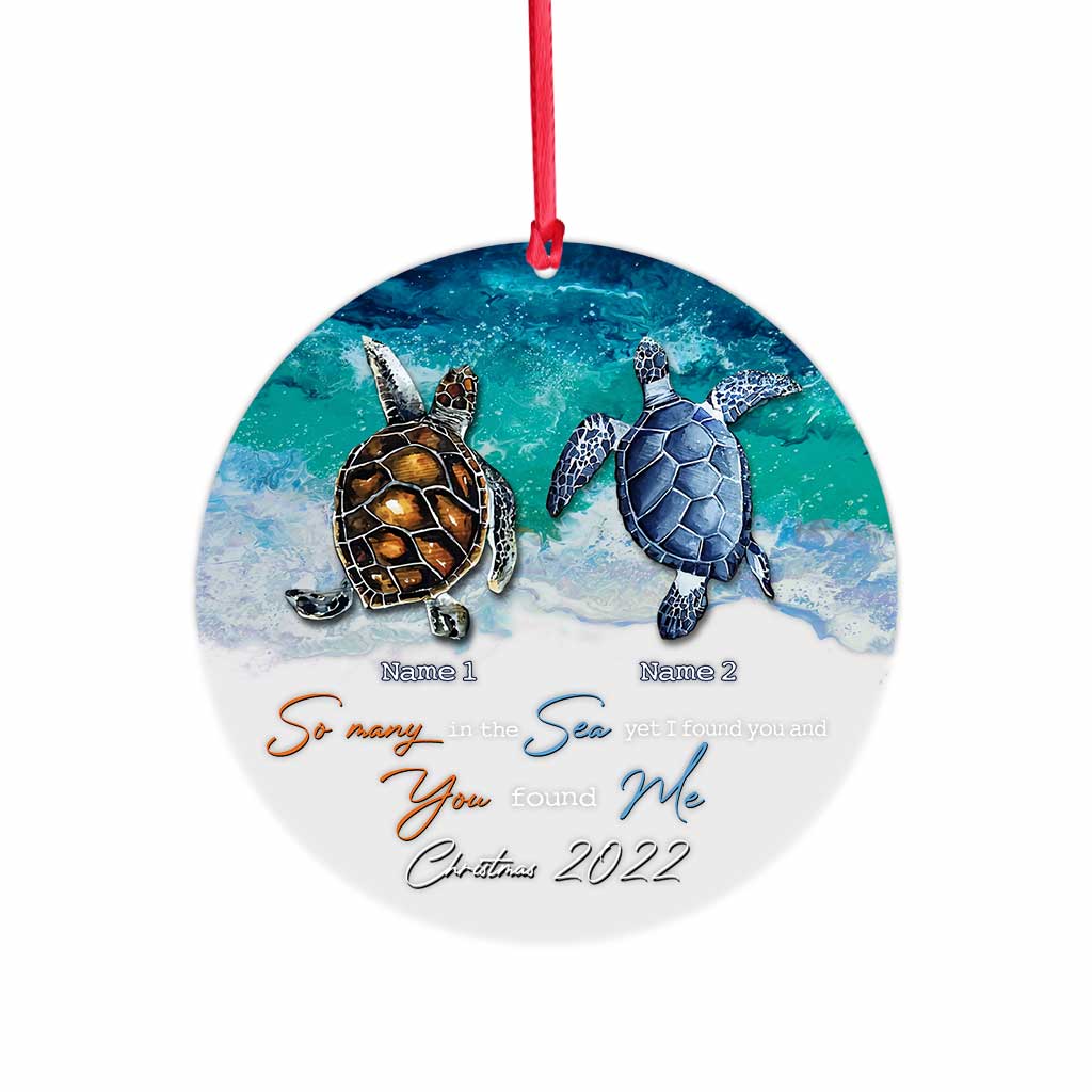 So Many In The Sea - Personalized Christmas Turtle Transparent Ornament