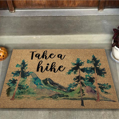 Take A Hike - Hiking Coir Pattern Print Doormat