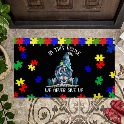 We Never Give Up - Autism Awareness Doormat