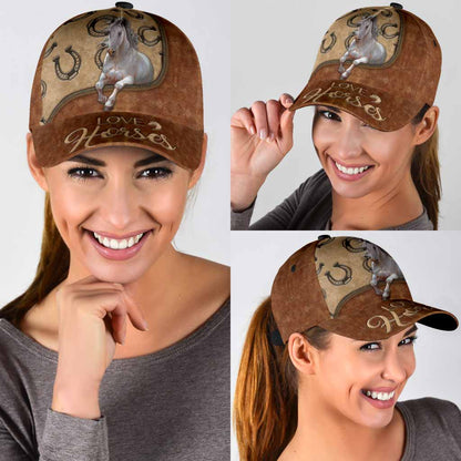 Love Horses Leather Pattern Print Cap