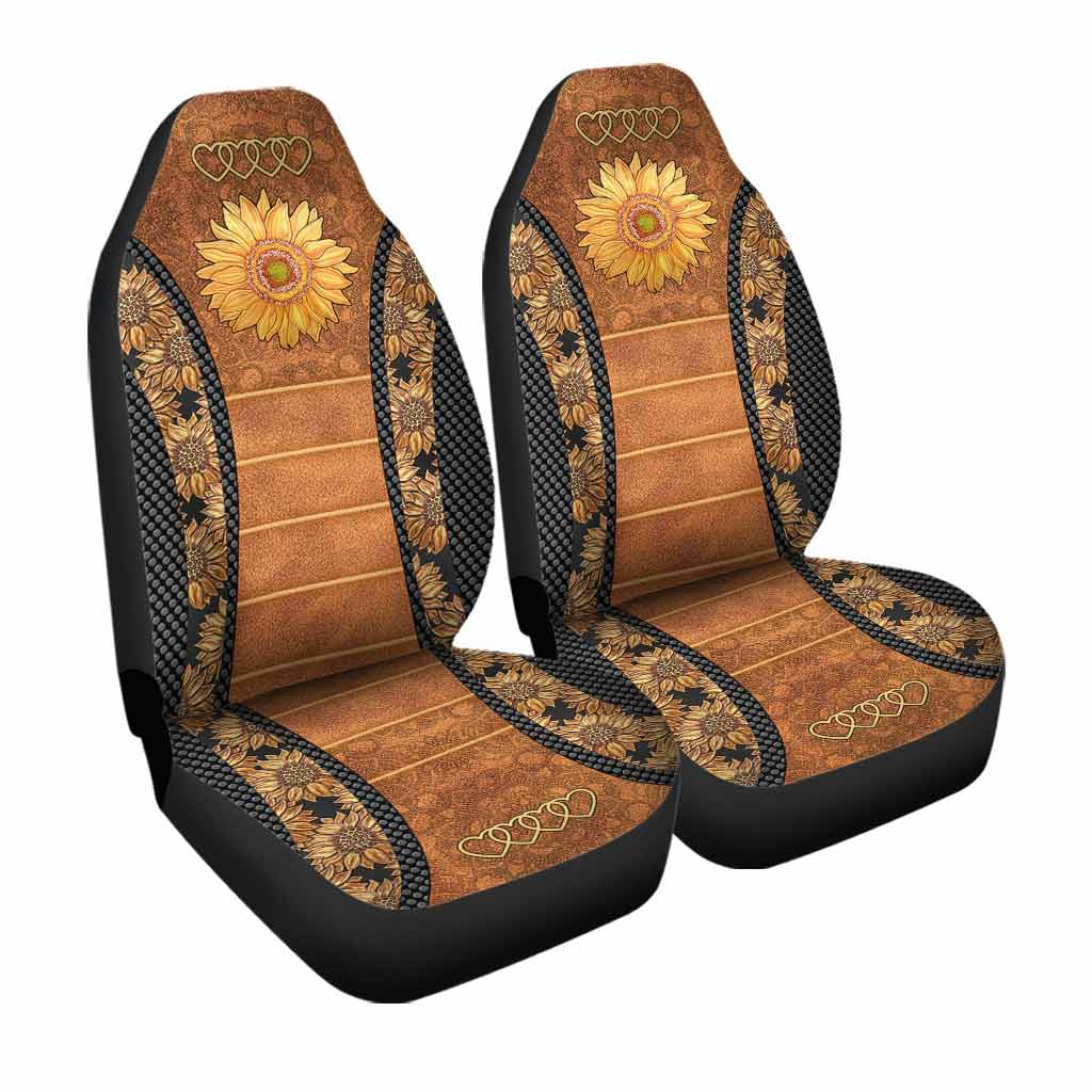 Sunflower Leather Pattern Print Seat Covers