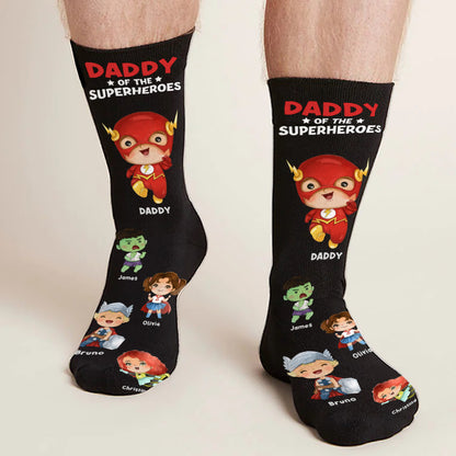 Daddy Of Superheroes - Personalized Father Socks