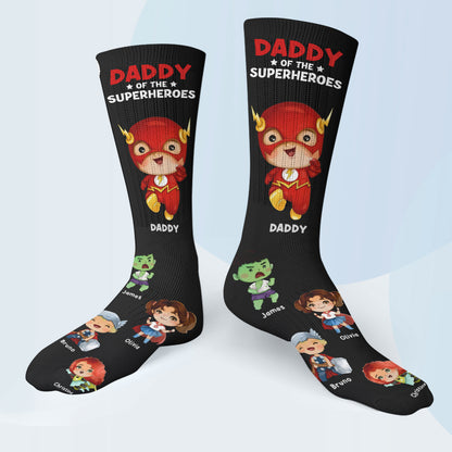 Daddy Of Superheroes - Personalized Father Socks