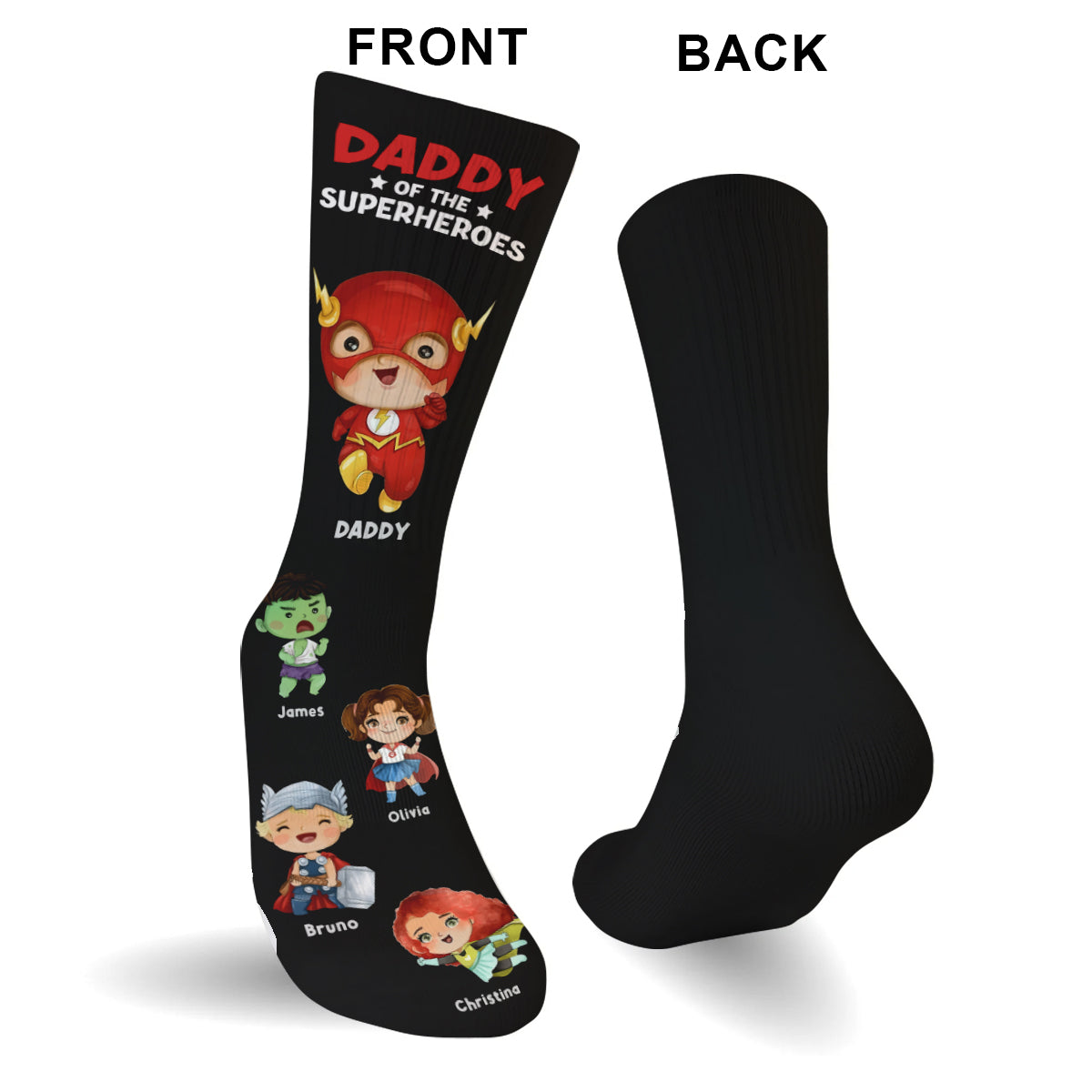 Daddy Of Superheroes - Personalized Father Socks