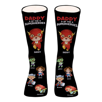 Daddy Of Superheroes - Personalized Father Socks