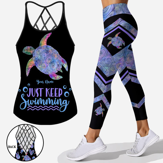 Beautiful Turtle - Personalized Cross Tank Top and Leggings