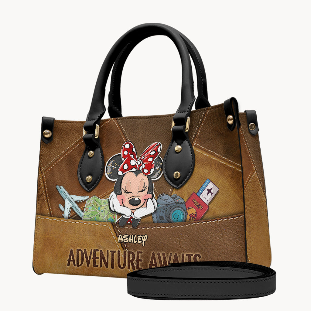 Adventure Awaits - Personalized Travelling Leather Handbag & Luggage Cover