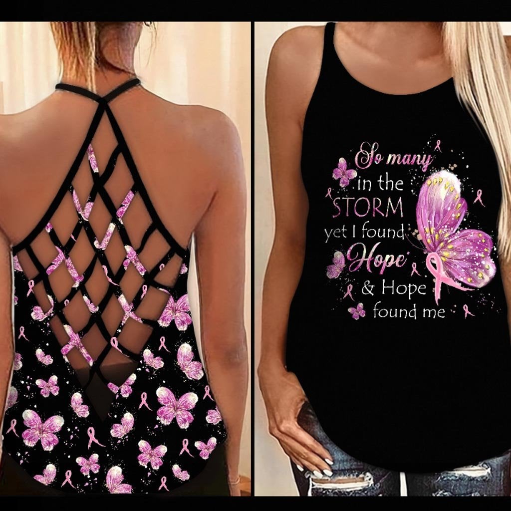 I Found Hope - Breast Cancer Awareness Cross Tank Top