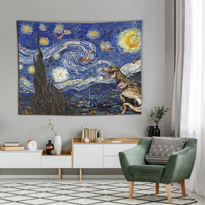 Walk In The Night - Dinosaur Wall Tapestry