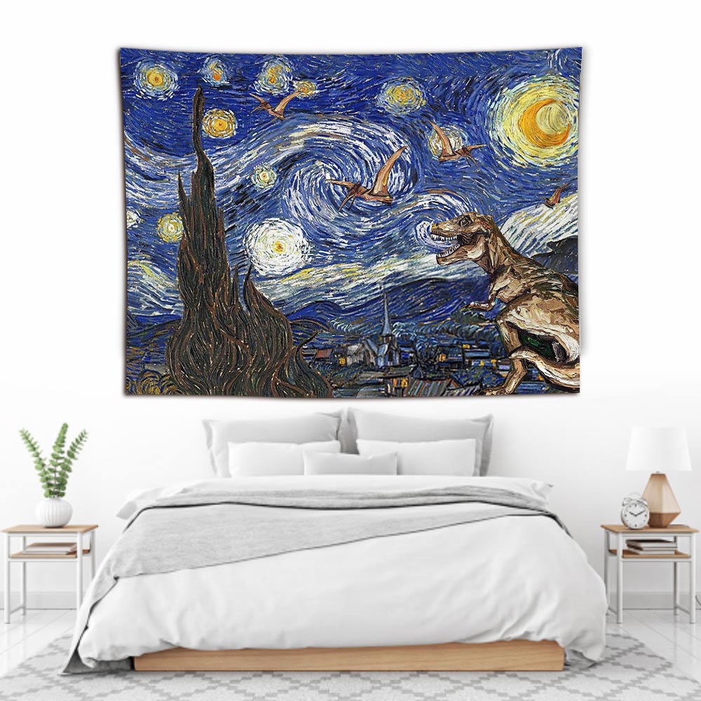 Walk In The Night - Dinosaur Wall Tapestry