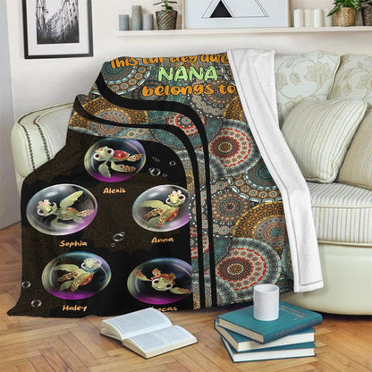 Turtley Awesome Nana - Personalized Grandma Blanket