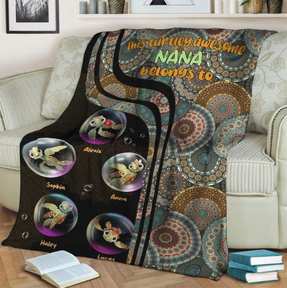 Turtley Awesome Nana - Personalized Grandma Blanket