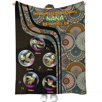 Turtley Awesome Nana - Personalized Grandma Blanket