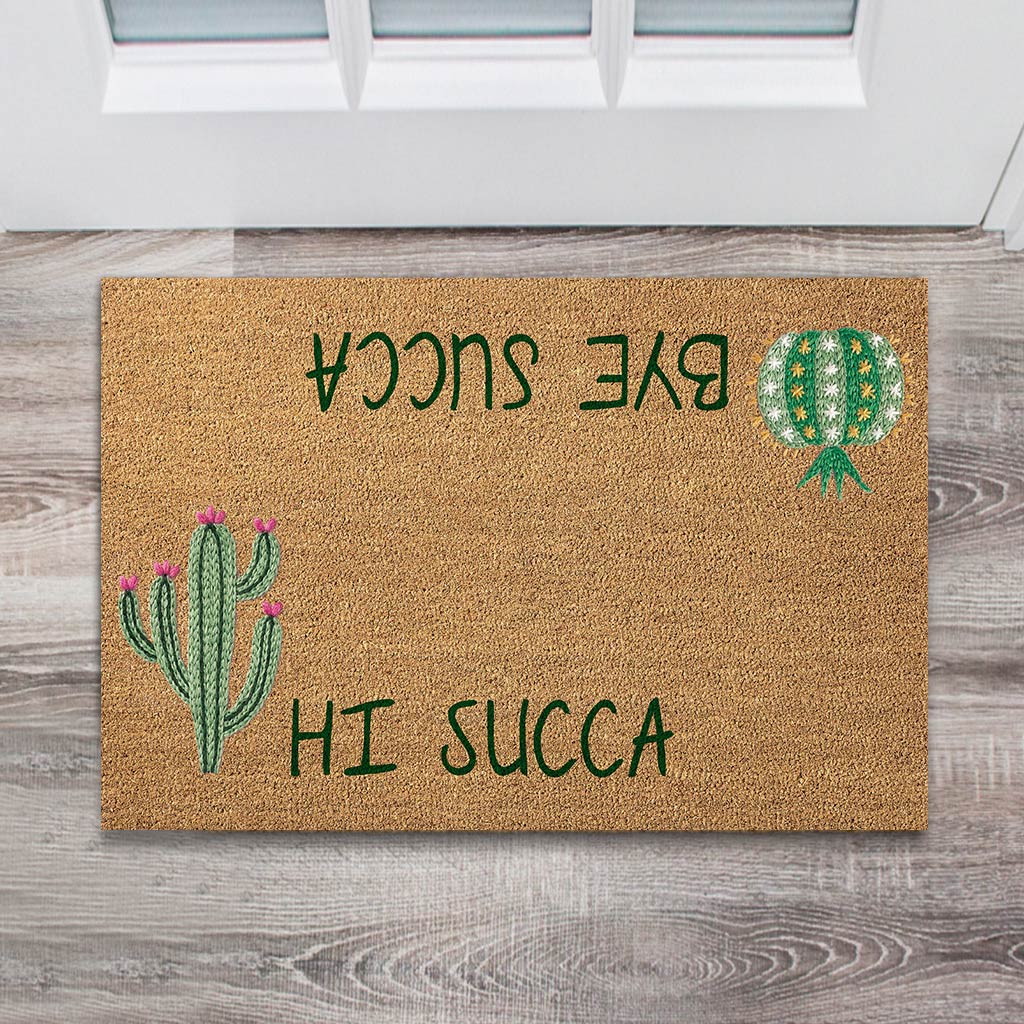 Hi Succa - Cactus Coir Pattern Print Doormat