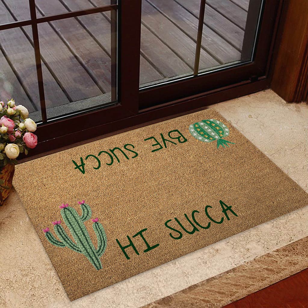 Hi Succa - Cactus Coir Pattern Print Doormat