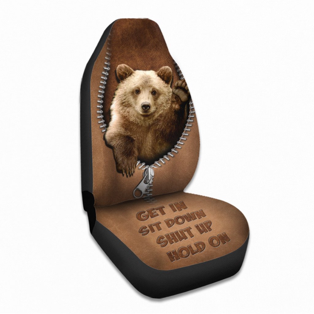 Get In Sit Down - Bear Seat Covers With Leather Pattern Print