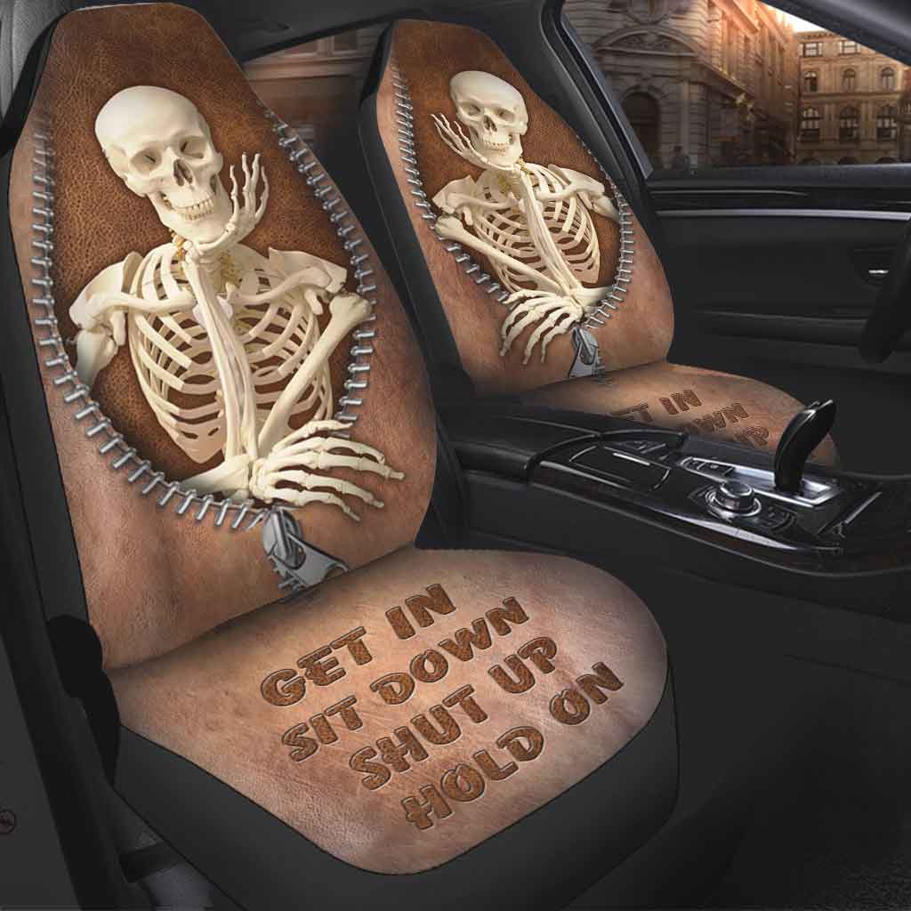 Skull Fan - Seat Covers With Leather Pattern Print