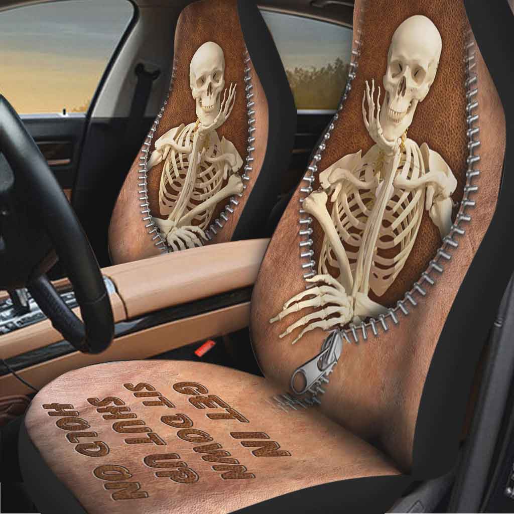 Skull Fan - Seat Covers With Leather Pattern Print