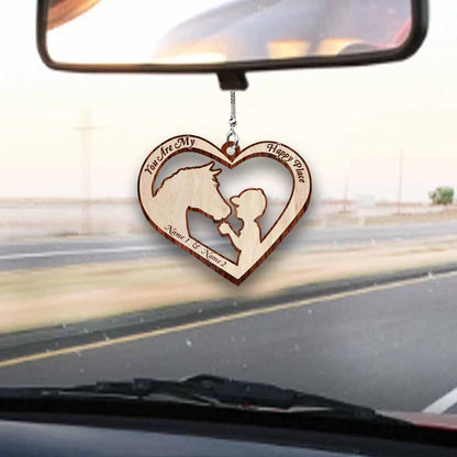 You Are My Happy Place - Personalized Horse Transparent Car Ornament