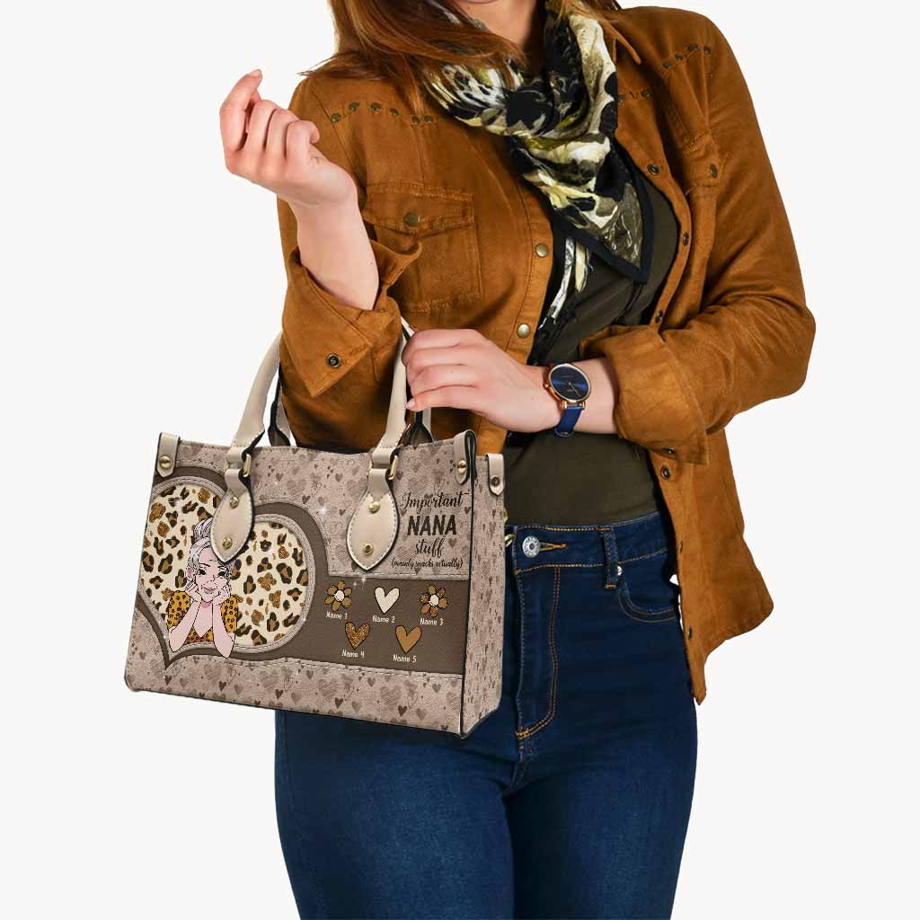 Important Nana Stuff - Personalized Mother's Day Leather Handbag