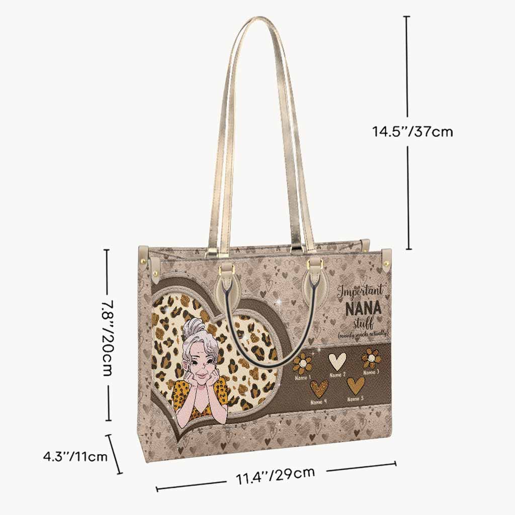 Important Nana Stuff - Personalized Mother's Day Leather Handbag