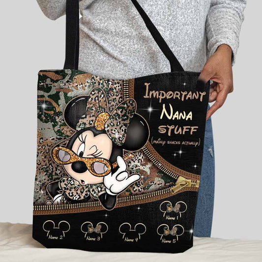 Important Nana Stuff - Personalized Mother's Day Mouse Tote Bag