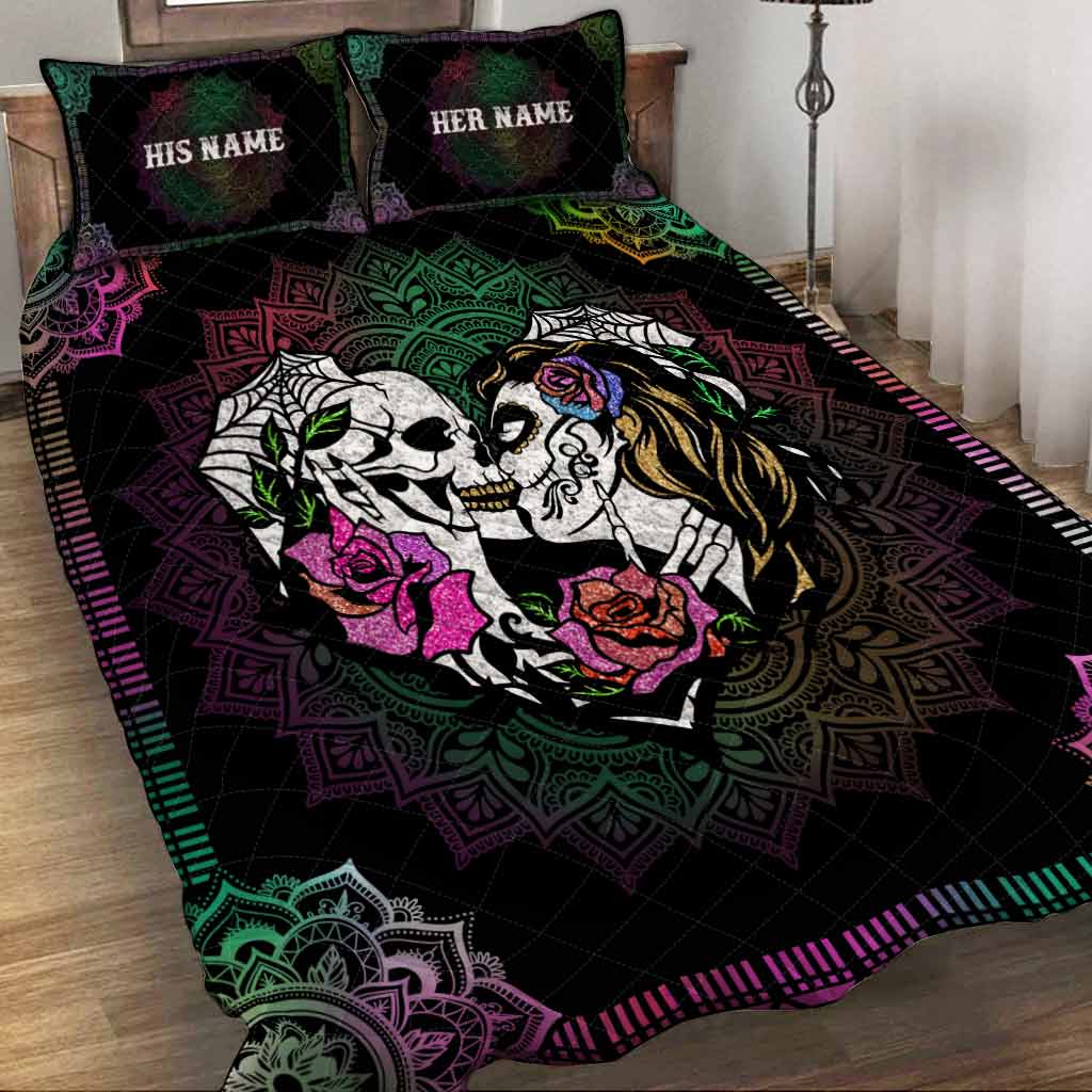 Skull Couple - Personalized Skull Quilt Set