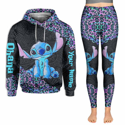 Holographic Leopard Ohana - Personalized Hoodie and Leggings