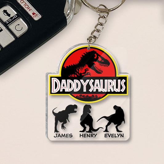 Daddysaurus - Personalized Father Transparent Keychain