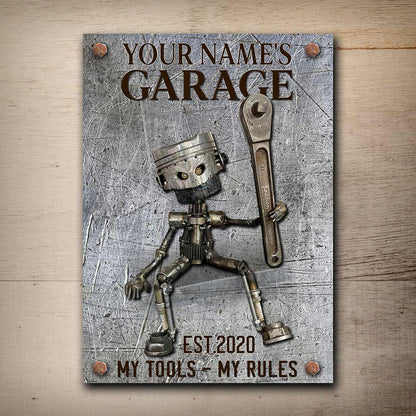 My Tools My Rules - Mechanic Personalized Rectangle Metal Sign