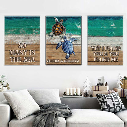 So Many In The Sea - Personalized Couple Turtle Poster & Canvas Set