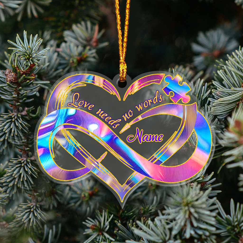 Love Needs No Words - Personalized Autism Awareness Transparent Ornament